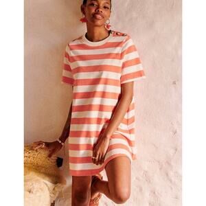 Sézane Selena Striped Cotton Mini Dress Orange Size XS